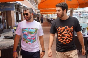 If you had a T-shirt with a giant pocket, like Bucket Tees co-founders and former New Tampa sudents Jake Kehlenbeck (center) and Alex Alfaro (right) have designed, what would you put in it? 
